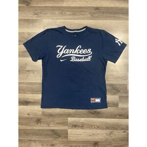 Nike New York Yankees Shirt Size Large Navy Blue MLB Baseball
